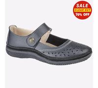 Boulevard ELEANOR Womens Leather Wide Fit Mary Jane Shoes Black - UK 5