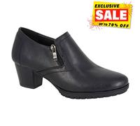 Boulevard L389A-3 Womens High Cut Zip Court Shoe, Cuban Heel, TPR Sole Black Size 3 UK