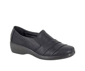 Boulevard Rouen Shoes Womens | Slip On Shoes | Black Matt | UK Size 8