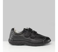 Boulevard Leather Fulfit Twin Touch Fastening X Wide EEE Fitting Trainer Shoes - Black Leather, Ladies UK 7 / EU 40