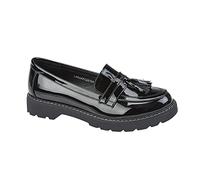 Boulevard Women's Low Heel Tassel Loafers Patent Black 5 UK