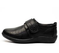 BOULEVARD L429 Ladies Fryer X Wide EE Fit Touch Fastening Bar Shoes Black