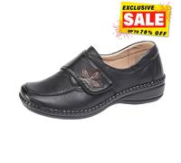 Ivy Ladies Extra Wide (3E) Fit Touch Fasten Shoes Black