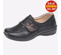 Boulevard IVY Womens Extra Wide (3E) Fit Touch Fasten Shoes Black - UK 8