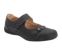 (7 UK, Black) Boulevard Womens/Ladies Touch Fastening Extra Wide Summer Casual Leather Shoes