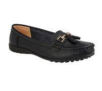 Boulevard Women's Action Leather Tassle Loafers in Black | Size: 5 Boulevard Black 5