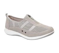 WOMENS EXTRA WIDE FIT EEE CASUAL LEATHER LINED SHOES TRAINERS SIZE 4 - 9 GREY (5)