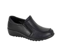 Boulevard Women's Extra Wide Twin Zip Slip-In Round Toe Low Cut Flats in Black | Size: 6-Extra Wide Fit Boulevard Black 6-Extra Wide Fit