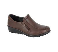 Boulevard Women's Extra Wide Twin Zip Slip-In Round Toe Low Cut Flats in Brown | Size: 7-Extra Wide Fit Boulevard Brown 7-Extra Wide Fit