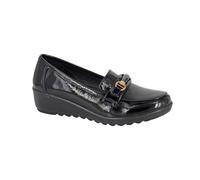 Boulevard Women's Gloss Patent PU Saddle Trim Wedge in Black | Size: 7 Boulevard Black 7
