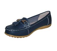 Boulevard Camila Tassle Loafers Womens | Slip On Shoes | Navy | UK Size 6