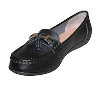 Boulevard L748A-8, Camilla Ladies Leather Tassle Loafers Black UK 8