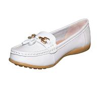 Boulevard Camila Tassle Loafers Womens | Slip On Shoes | White | UK Size 8