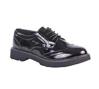 Boulevard Addison Brogue Hi-Shine Shoe Womens | School Shoes | Black Patent | UK Size 5