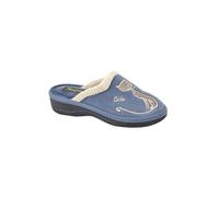 (5 UK, Navy) Boulevard Womens/Ladies Cat Motif Cuff Mule Slippers