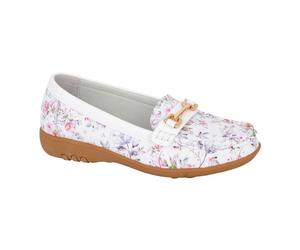 Boulevard Womens/Ladies Floral Leather Loafers DF2506