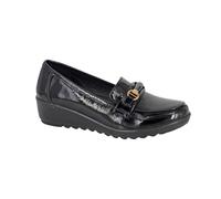 Gloss Patent PU Saddle Trim Wedge Boulevard Black 4
