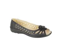 Boulevard Womens/Ladies Punched Open Toe Flower Casual Shoes (3 UK) (Black)