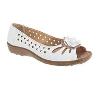 Boulevard Womens/Ladies Punched Open Toe Flower Casual Shoes (4 UK) (White)