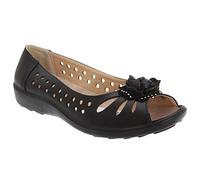 Boulevard Womens/Ladies Punched Open Toe Flower Casual Shoes (7 UK) (Black)