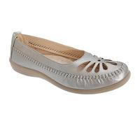 Boulevard BEVERLY Ladies Cut Out Flat Shoes Pewter UK 6
