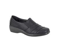 Boulevard Womens/Ladies Ruched Twin Gusset Loafers (5 UK) (Black)