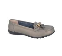 Boulevard Kacie Tassle Loafers Womens | Slip On Shoes | Pewter Metallic | UK Size 6