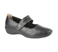 Boulevard Womens/Ladies Touch Fastening Perforated Bar Casual Leather Shoes (4 UK) (Black)