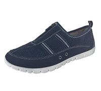 Boulevard Womens Ladies Wide Fit Leather Mesh Shoes Slip On Trainers Pumps Zip Blue 5