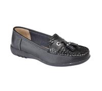 Boulevard Womens/Ladies Wide Fitting Reptile Print Tassle Shoes DF1459