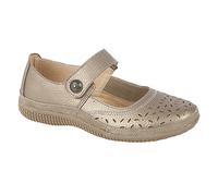 Boulevard Women's Wide Fitting Touch Fastening Perforated Bar Shoes in Bronze | Size: 8 Boulevard Bronze 8