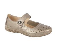 Boulevard Womens/Ladies Wide Fitting Touch Fastening Perforated Bar Shoes (3 UK) (Bronze)