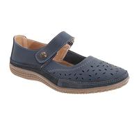 Boulevard Womens/Ladies Wide Fitting Touch Fastening Perforated Bar Shoes (3 UK) (Navy)