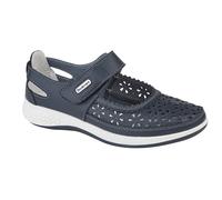 Boulevard Womens/Ladies Wide Fitting Window Back Punched Bar Shoes (7 UK) (Navy)