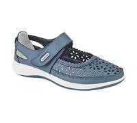 Boulevard Womens/Ladies Wide Fitting Window Back Punched Bar Shoes (4 UK) (Azure Blue)