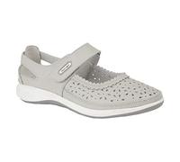 Boulevard Womens/Ladies Wide Fitting Window Back Punched Bar Shoes (7 UK) (Light Grey)