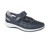 Boulevard Womens/Ladies Wide Fitting Window Back Punched Bar Shoes (9 UK) (Navy)