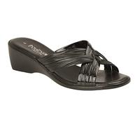 Boulevard Womens/Ladies X Over Mule Sandals (8 UK) (Black Matt/Patent)
