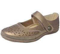 Womens Ladies X Wide EEE Fit Leather Strap Shoes BRONZE SIZE 6