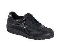 Boulevard Women's Leather Extra Wide Trainers in Black | Size: 6-Extra Wide Fit Boulevard Black 6-Extra Wide Fit