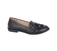 Boulevard Womens Low Heel Tassel Loafers/Girls Slip On School Shoes Black