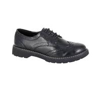 Boulevard Women's Matte Perforated PU Brogues Lace Up Black 6 UK