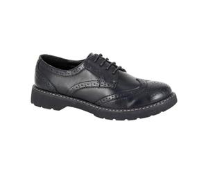 Boulevard Womens Platform Brogue Shoes with Low Heel Black