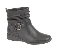Boulevard Women's Ruched Inside Zip Buckle Ankle Boots in Black | Size: 5 Boulevard Black 5