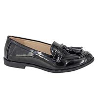 Boulevard Womens Tassel Loafers/Girls School Shoes Patent Black 6 UK