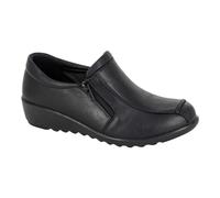 Boulevard Womens Twin Zip Shoes Extra Wide EEE Casual Comfort PU Black Brown