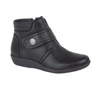 Boulevard: Women's Wide Fit Ankle Boots with Touch Fastening, Inside Zip, Black, 7 UK