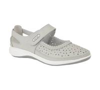 Boulevard Women's Wide Fitting Window Back Punched Bar Shoes in Light Grey | Size: 8 Boulevard Light Grey 8