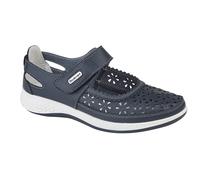 Boulevard Women's Wide Fitting Window Back Punched Bar Shoes in Navy | Size: 9 Boulevard Navy 9