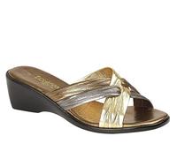Boulevard X Strap Italian Summer Mule Sandals - Bronze/Pewter/Gold PU, Ladies UK 6 / EU 39
